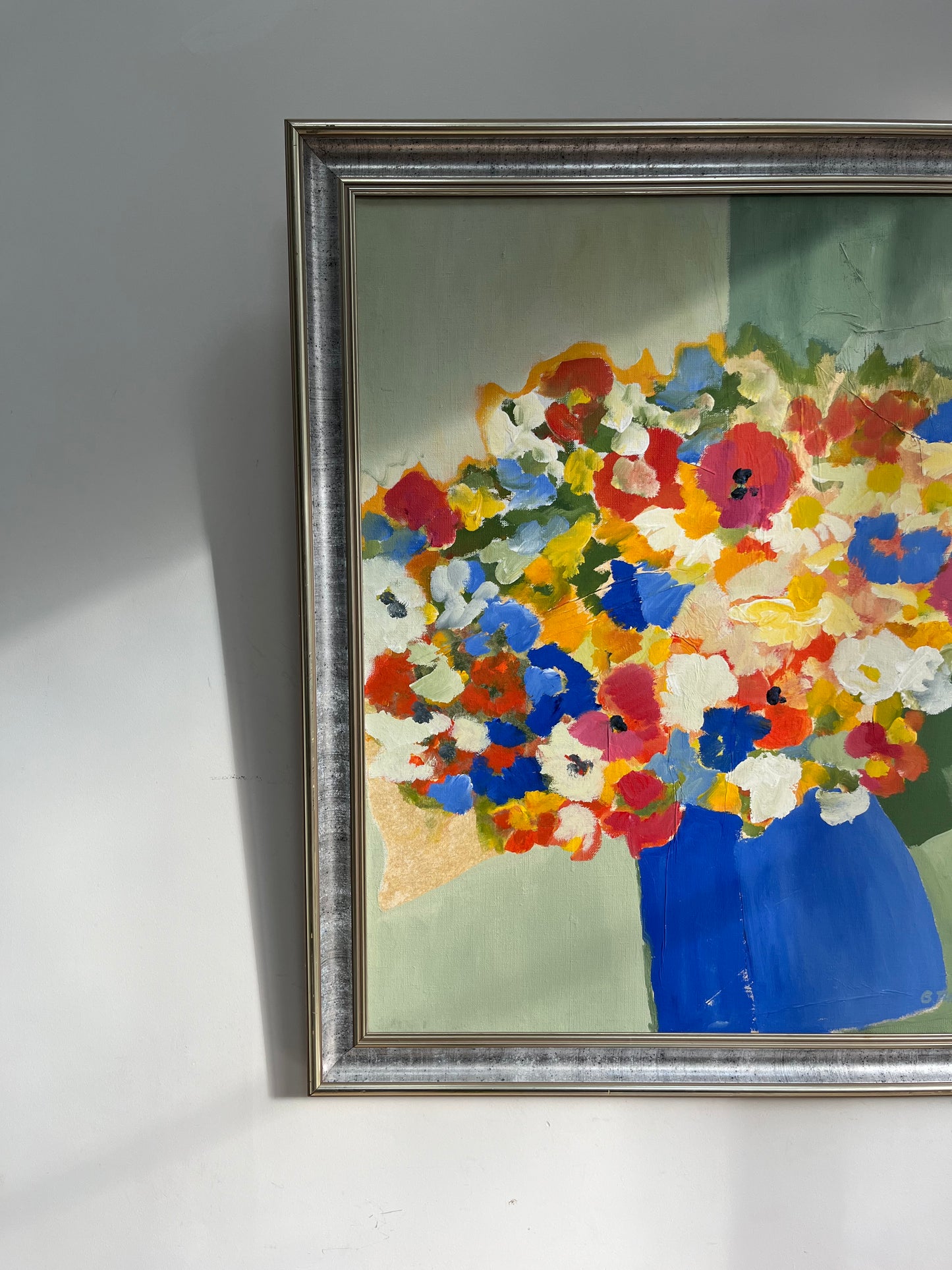 Blue jug and florals