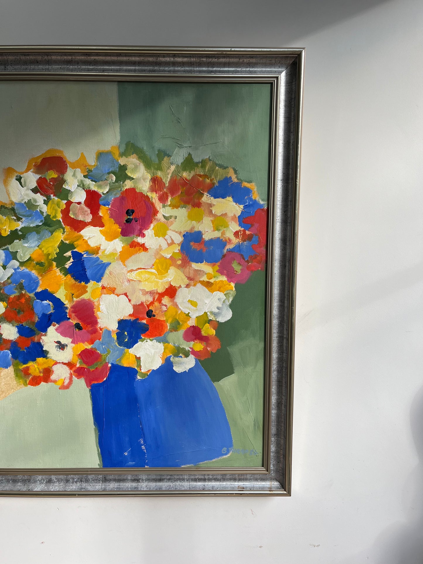 Blue jug and florals