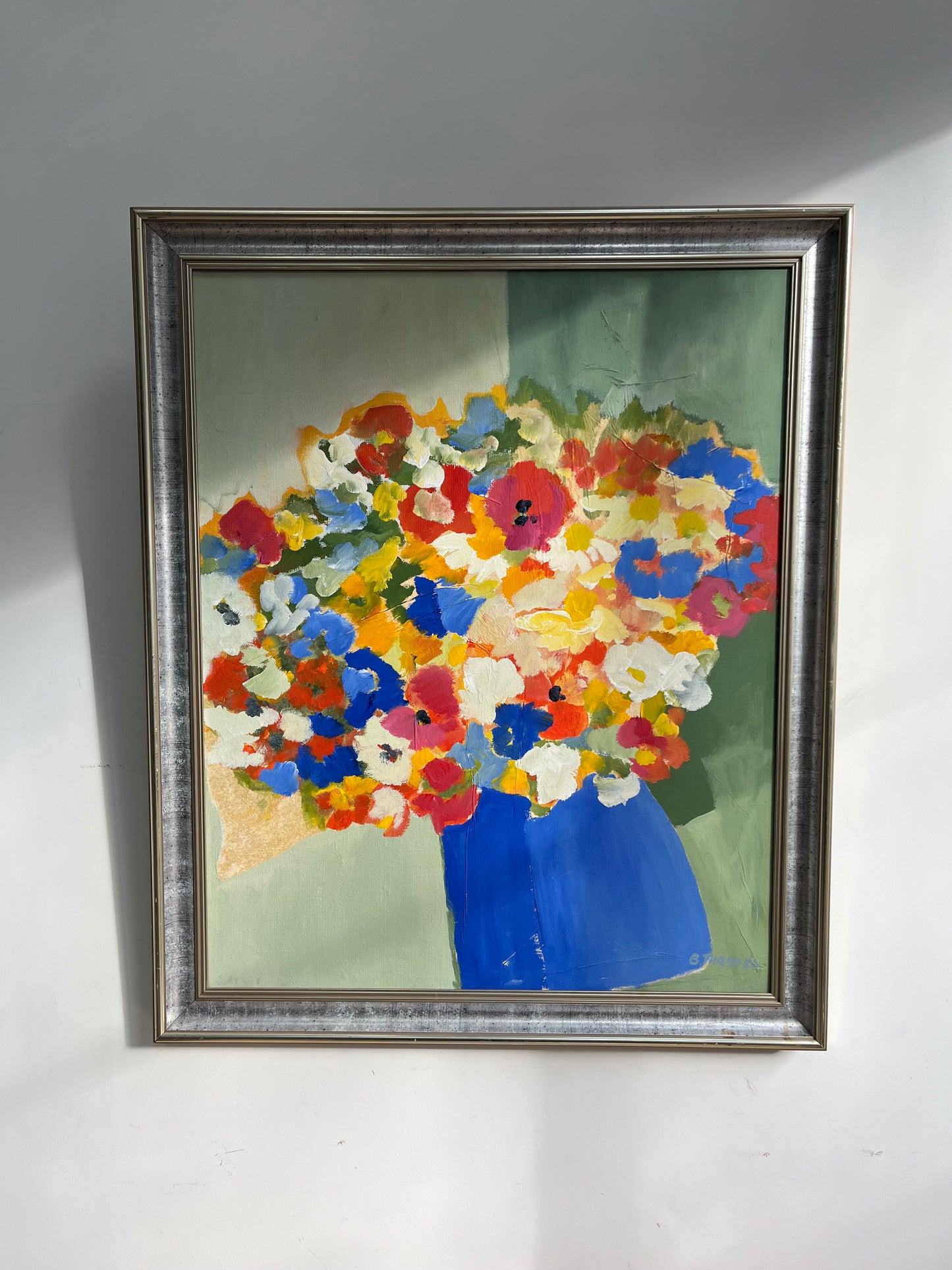 Blue jug and florals