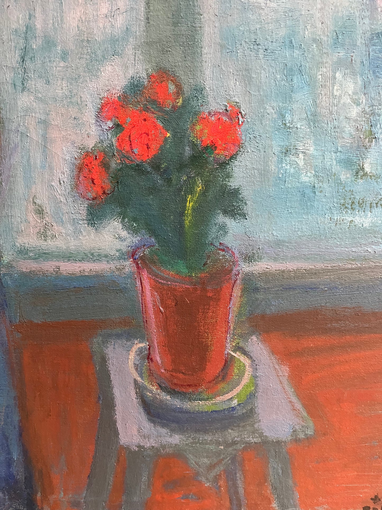 Lady and red flowers