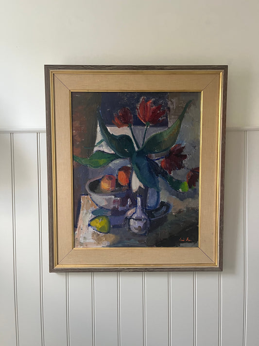 Red flowers and oranges