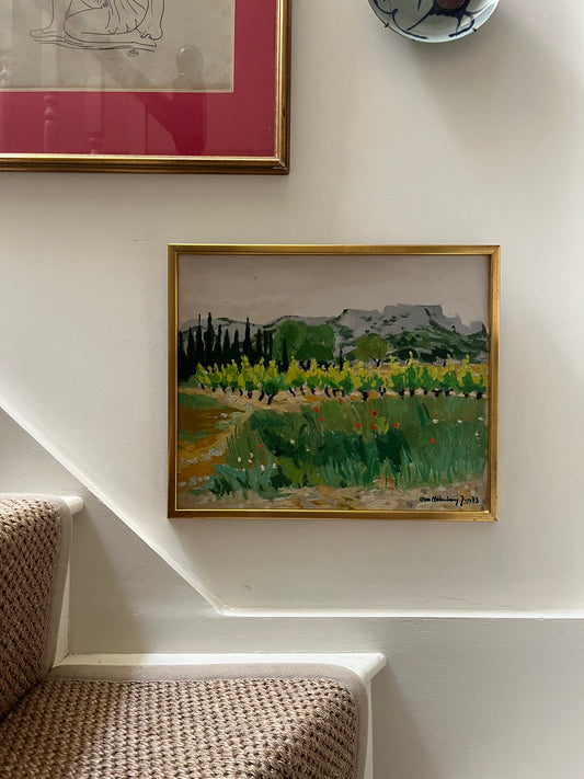 Vineyard and poppies