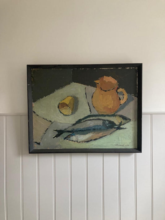 Large fish and jug still life