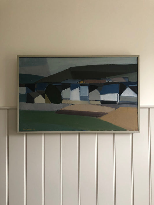 Blue and green Cubist landscape