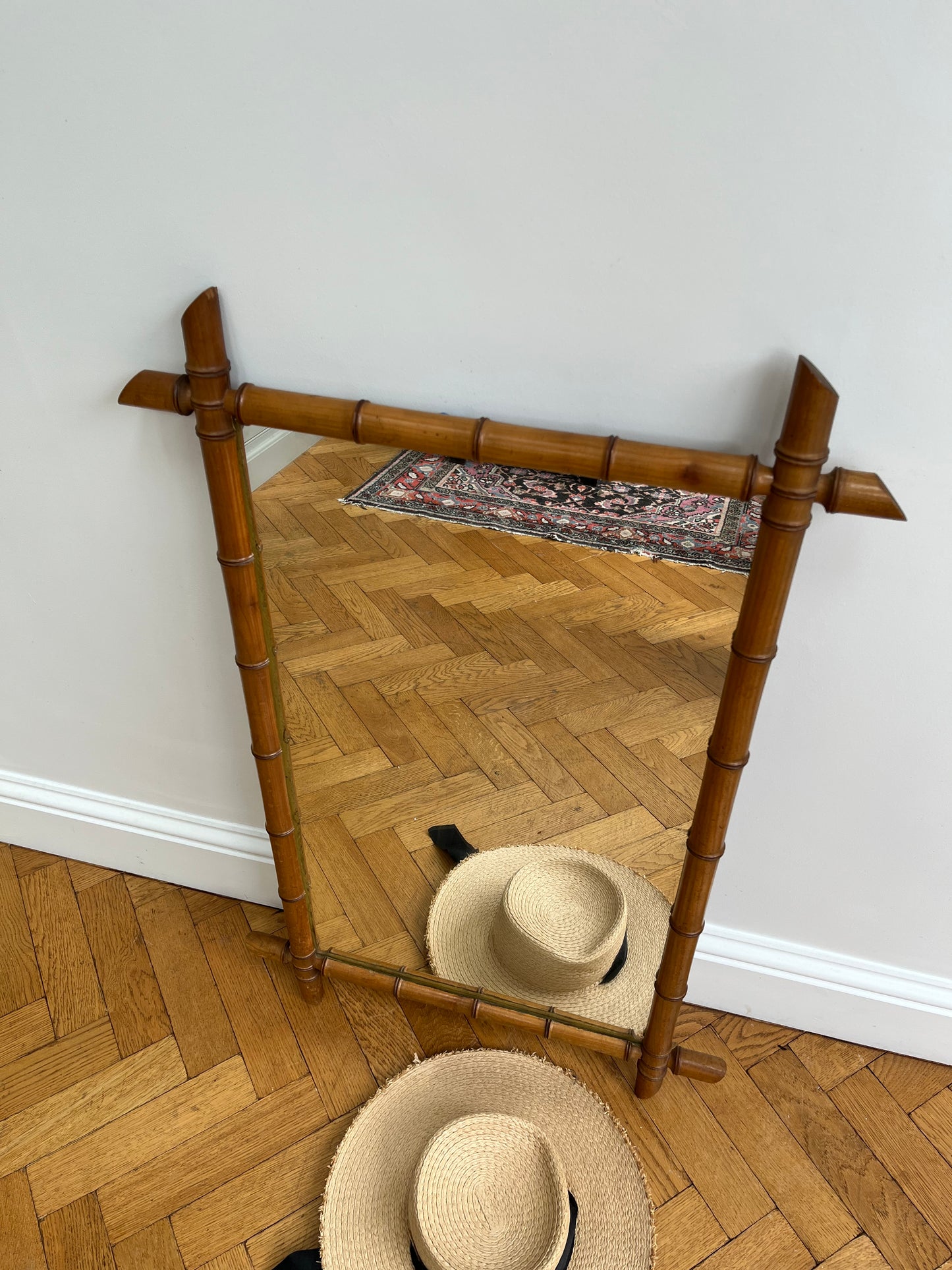 Large French faux bamboo mirror