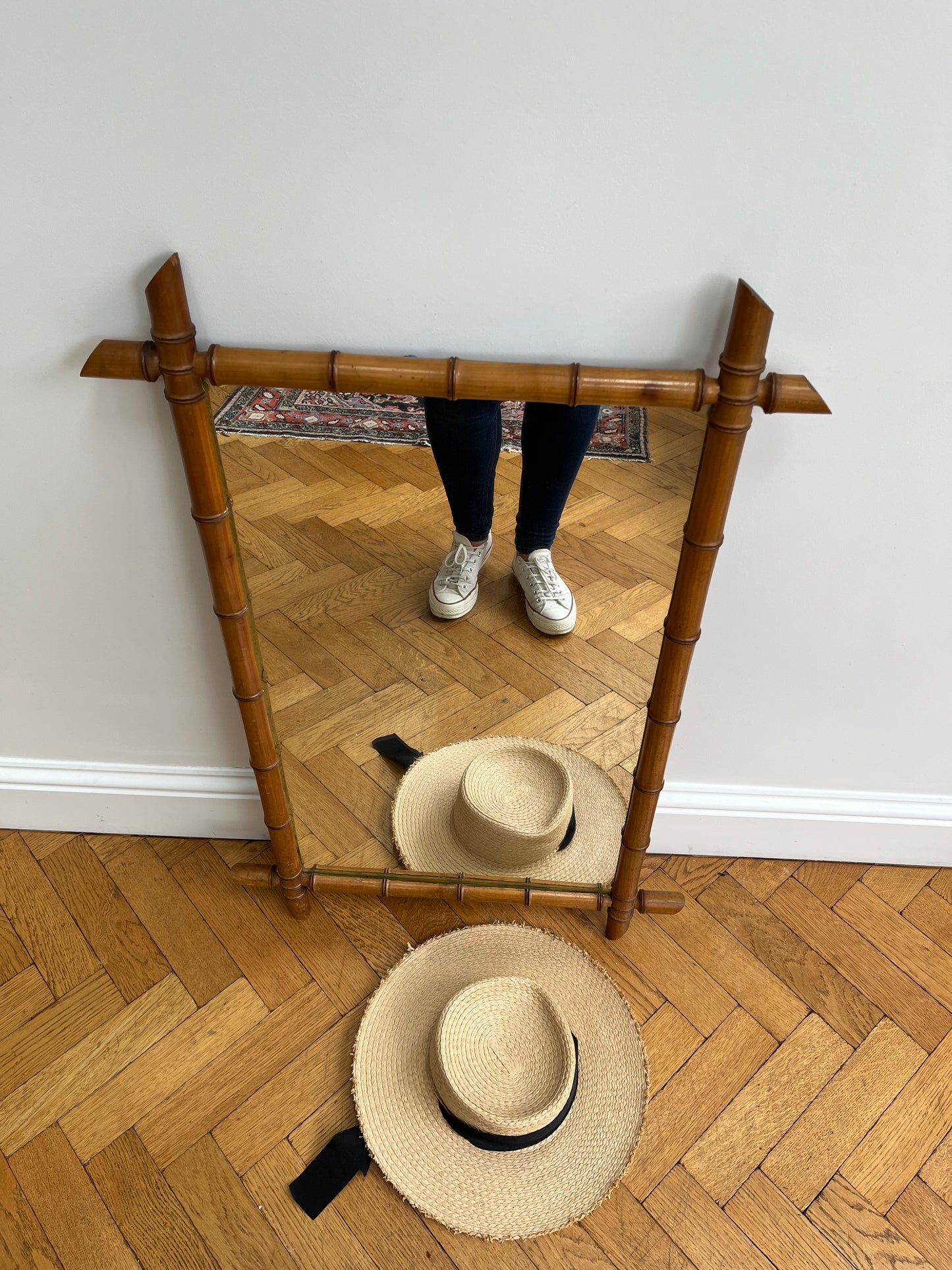 French Faux bamboo mirror