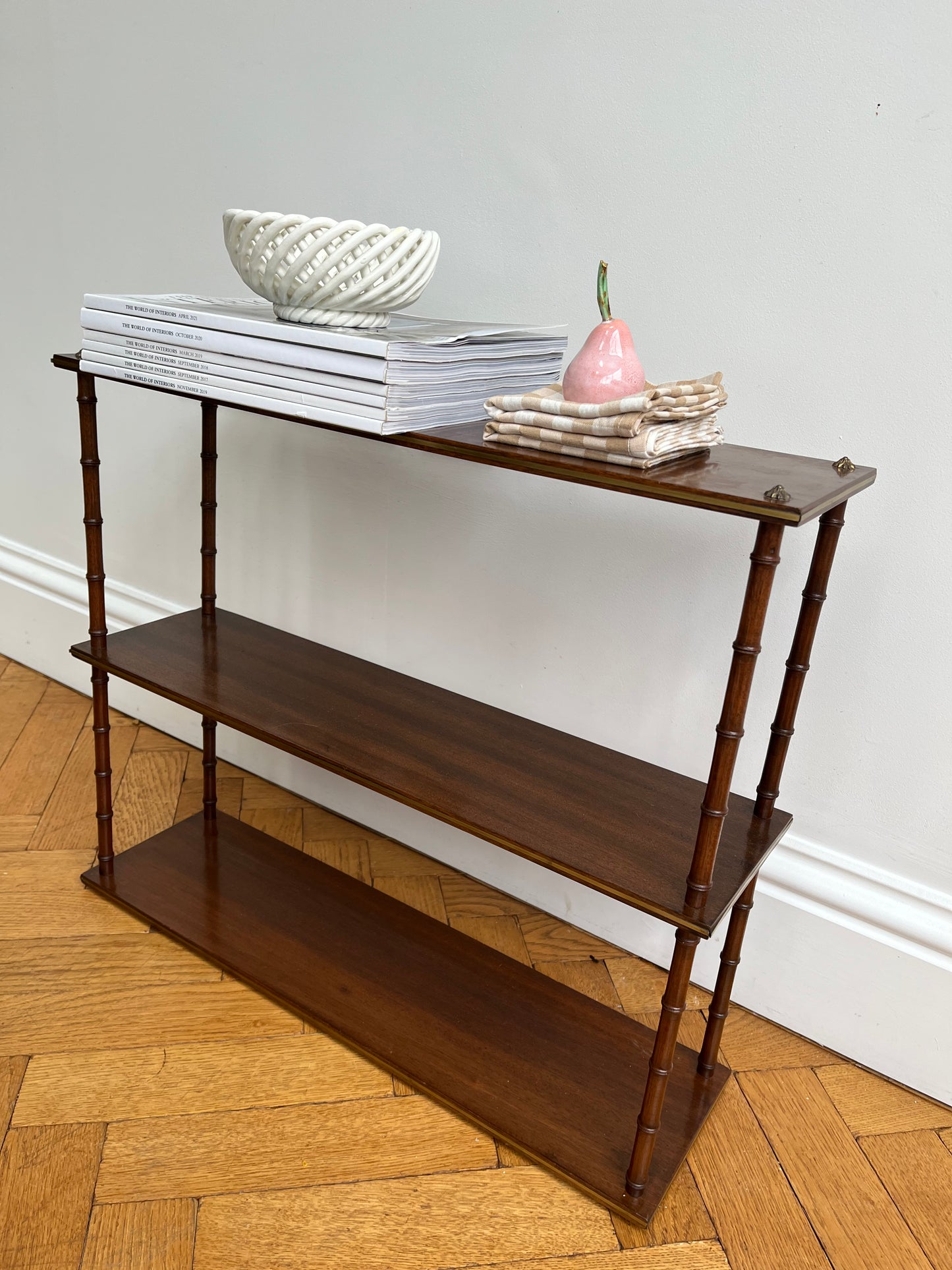 Three tier bamboo shelf