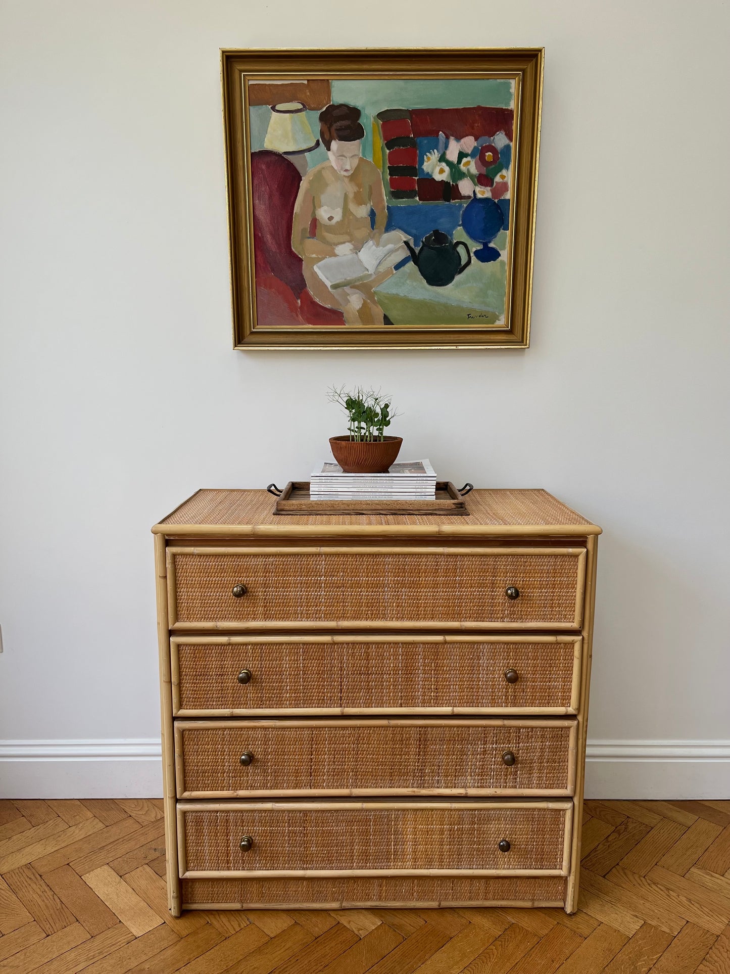 Rattan chest of drawers