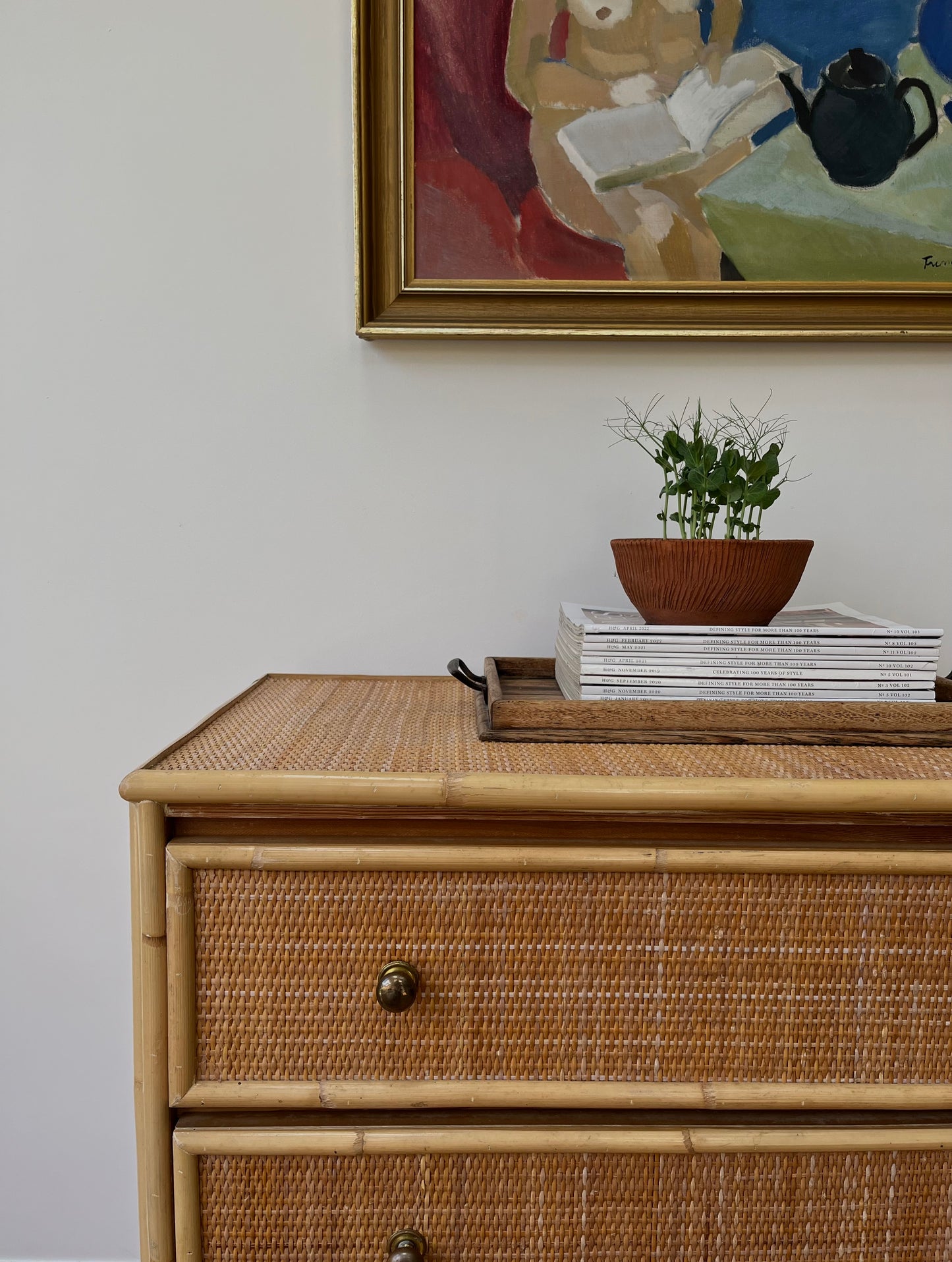 Rattan chest of drawers