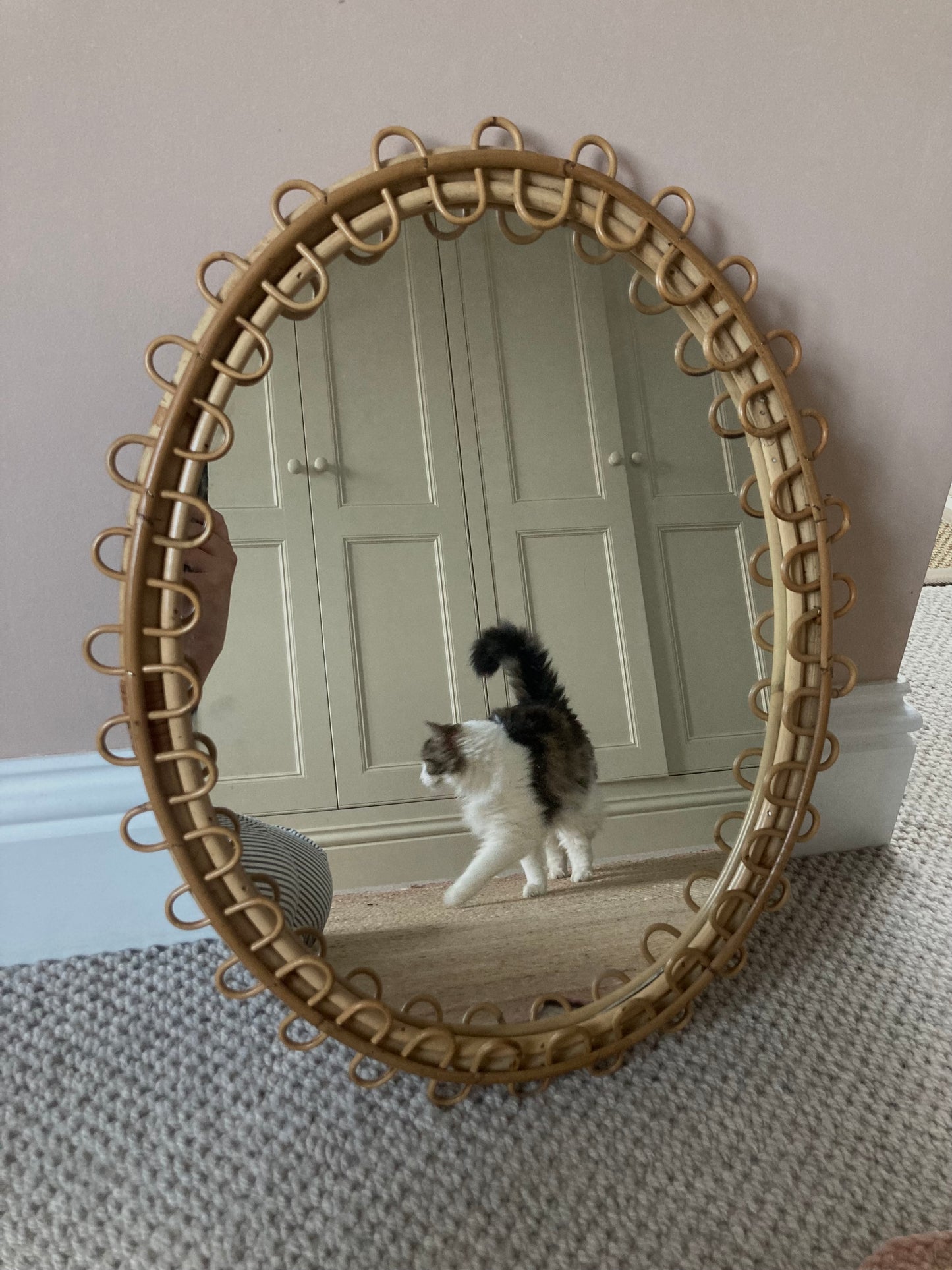 1950s Rattan mirror attributed to Franco Albini