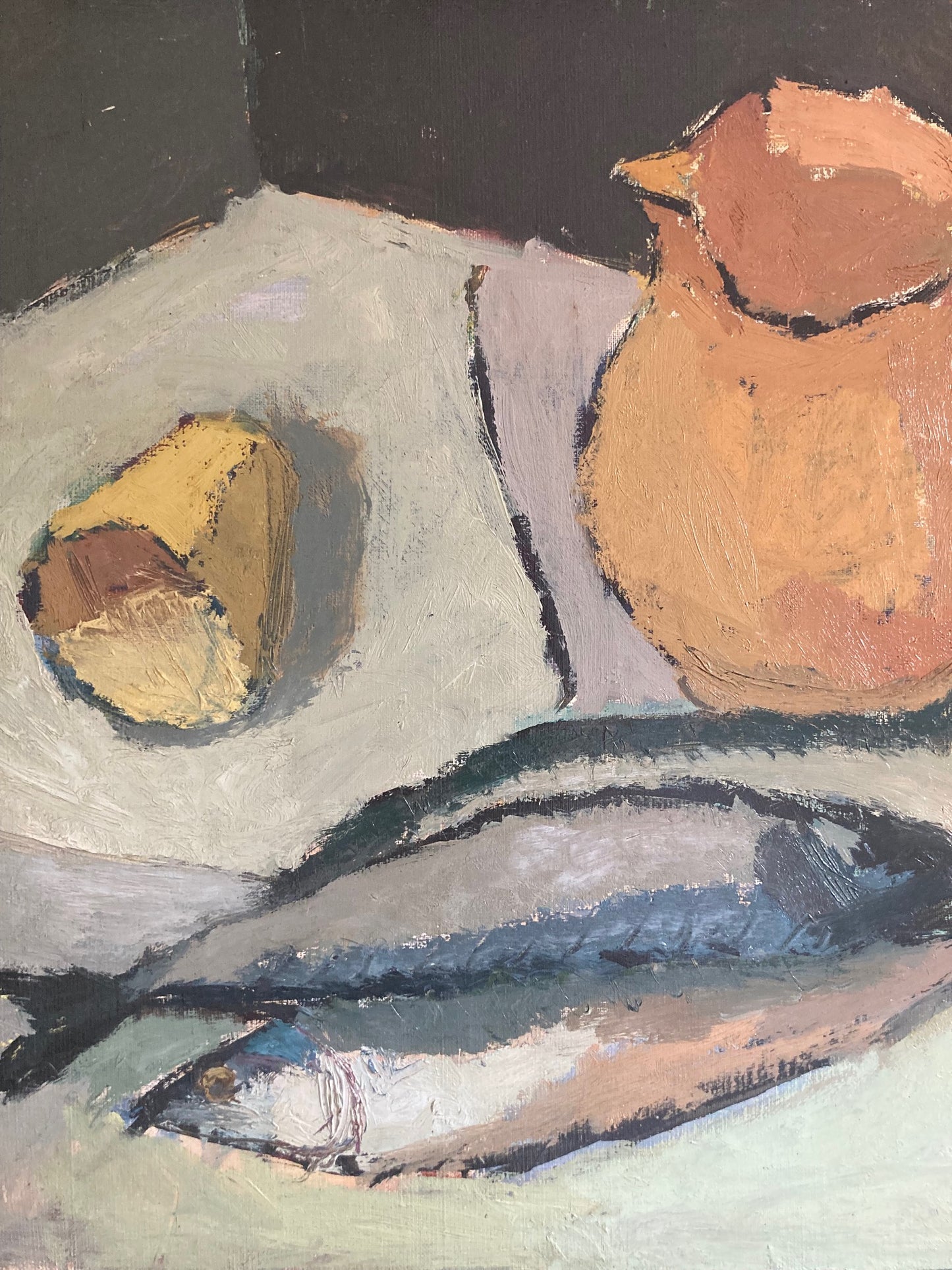 Large fish and jug still life