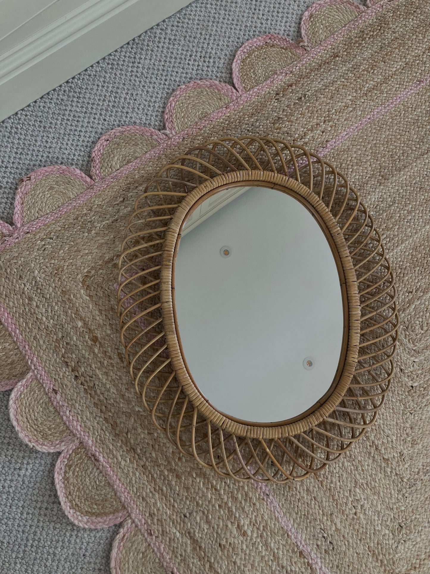 1960's Cane Mirror attributed to Franco Abini