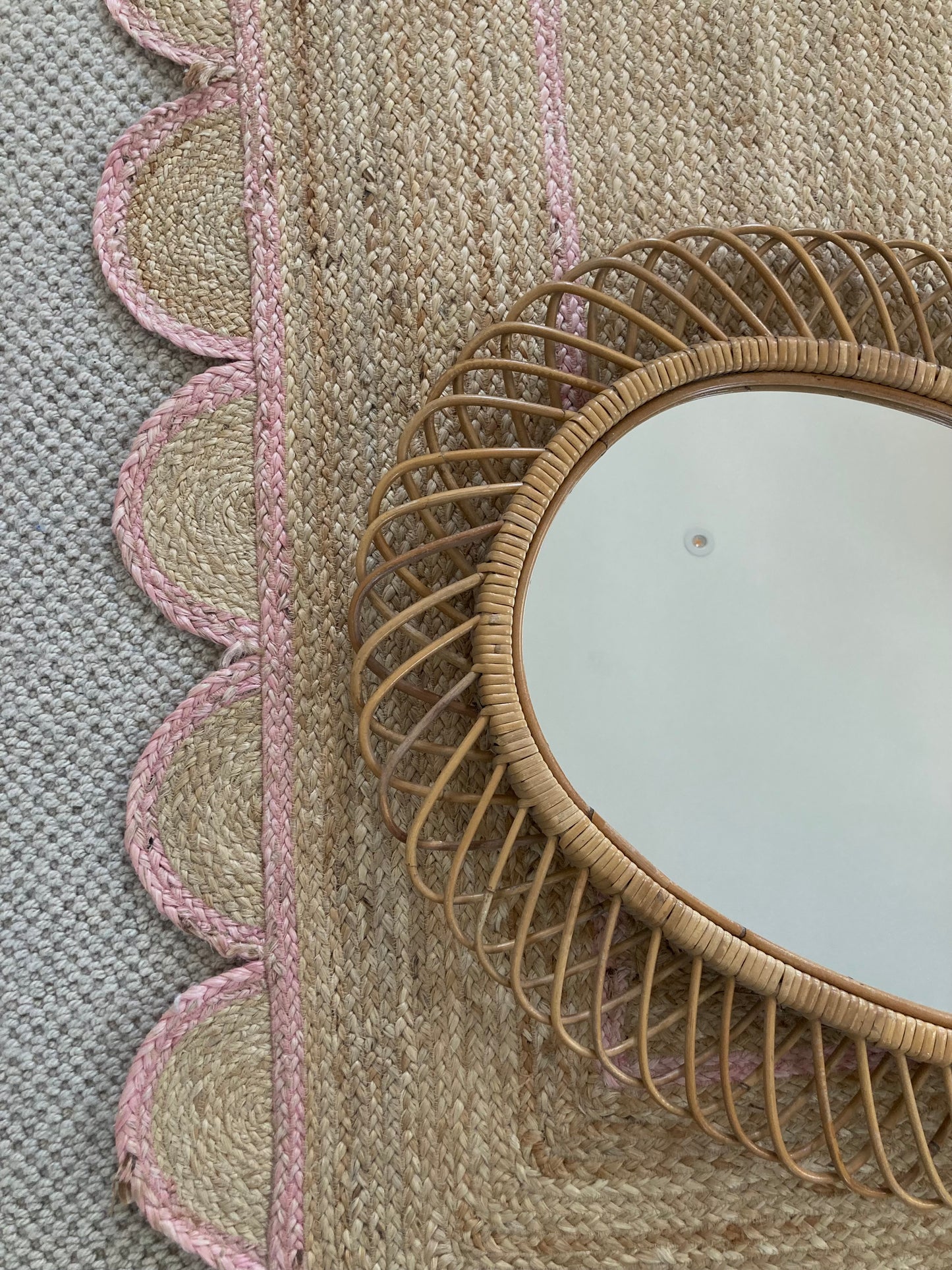 1960's Cane Mirror attributed to Franco Abini