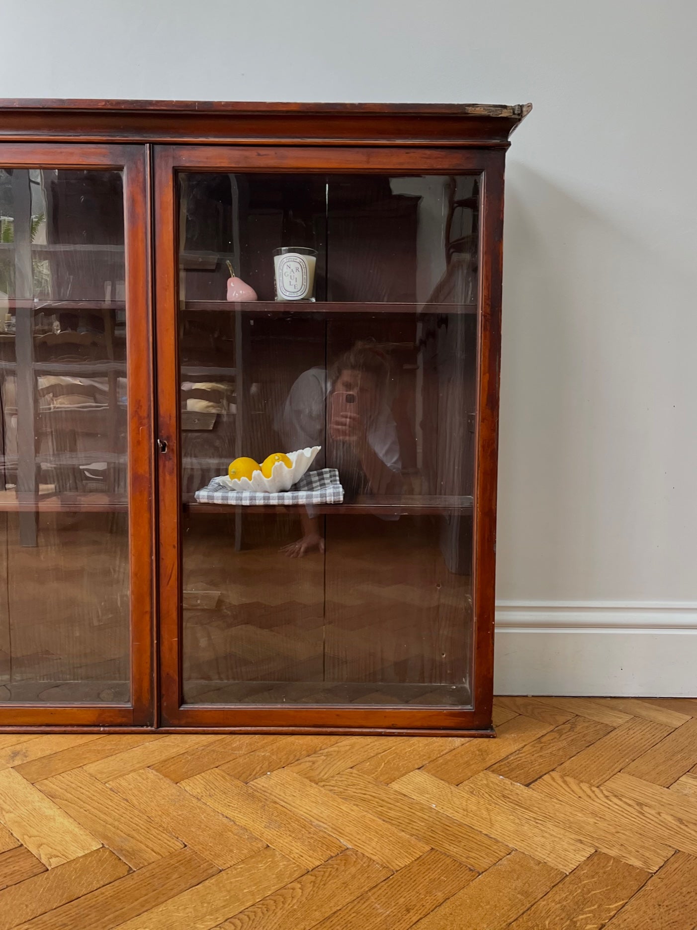 Large glazed wall cabinet