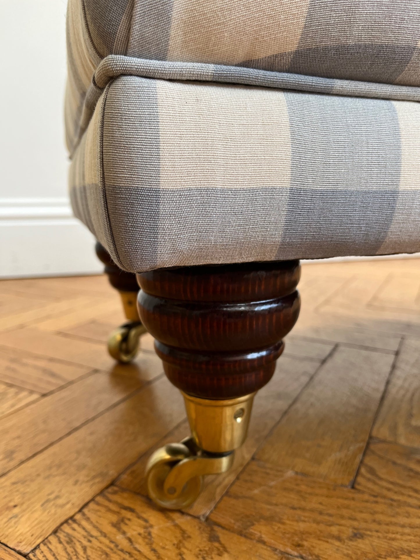 Blue check footstool