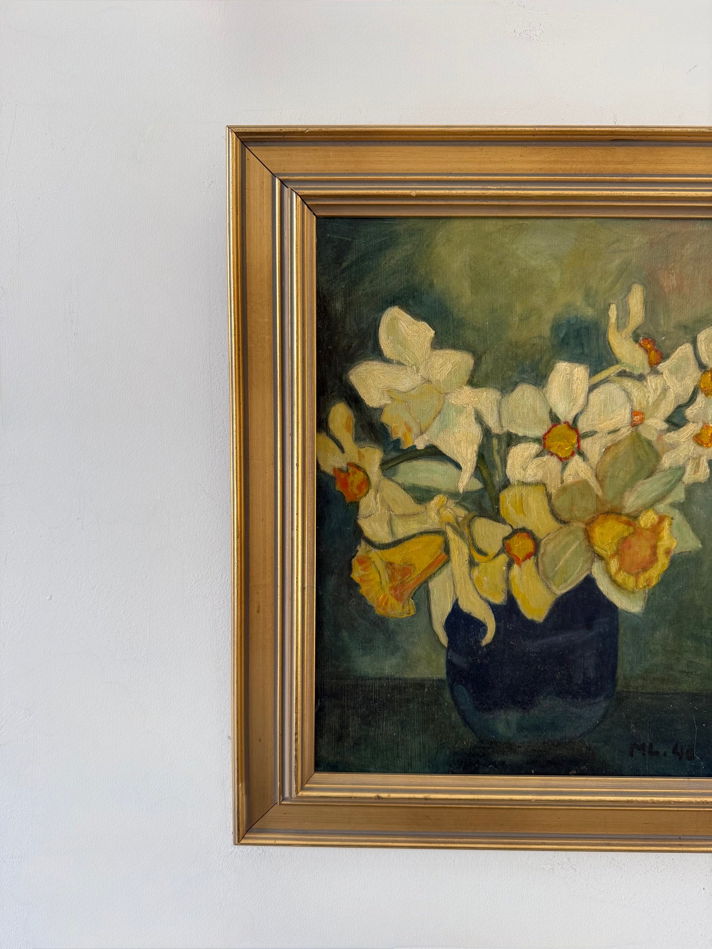 Daffodils in a blue vase
