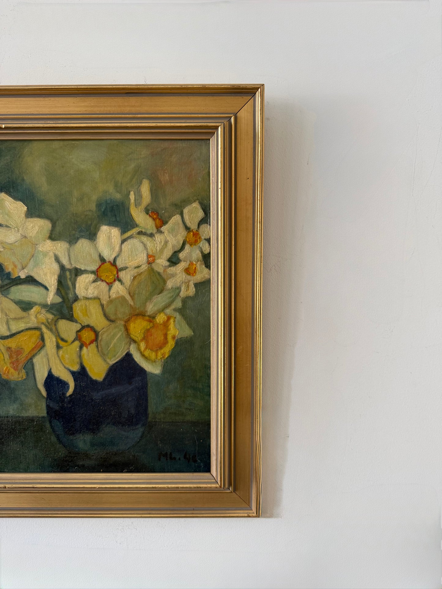Daffodils in a blue vase
