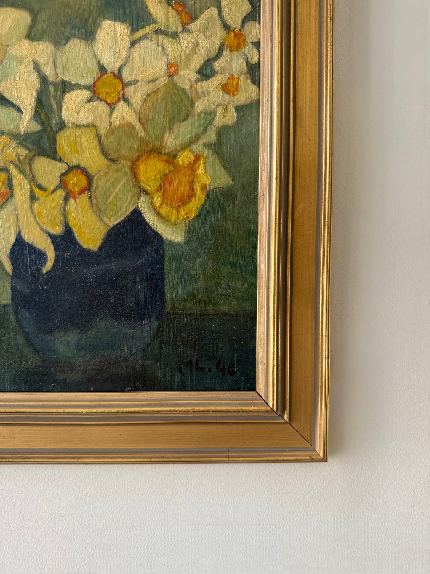 Daffodils in a blue vase