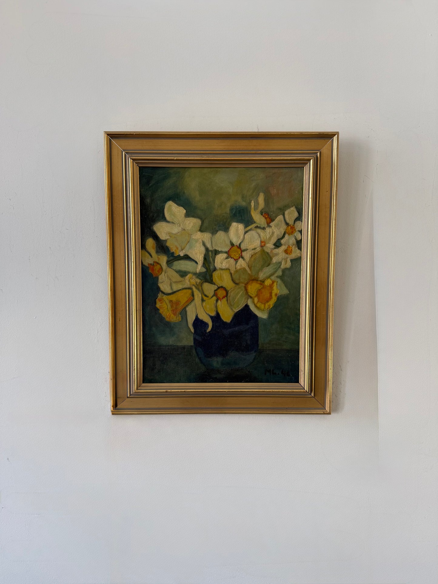 Daffodils in a blue vase
