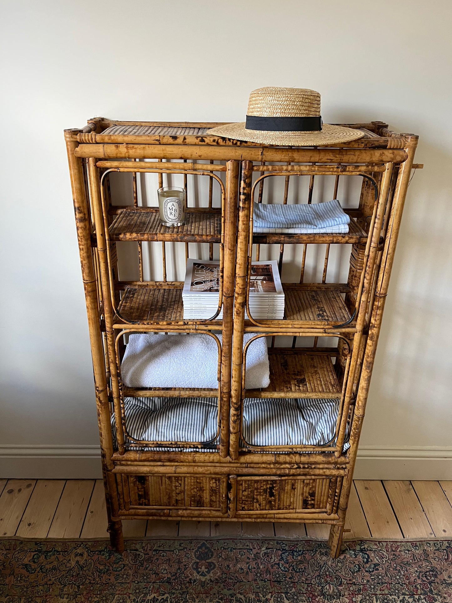 Antique folding Bamboo bookcase