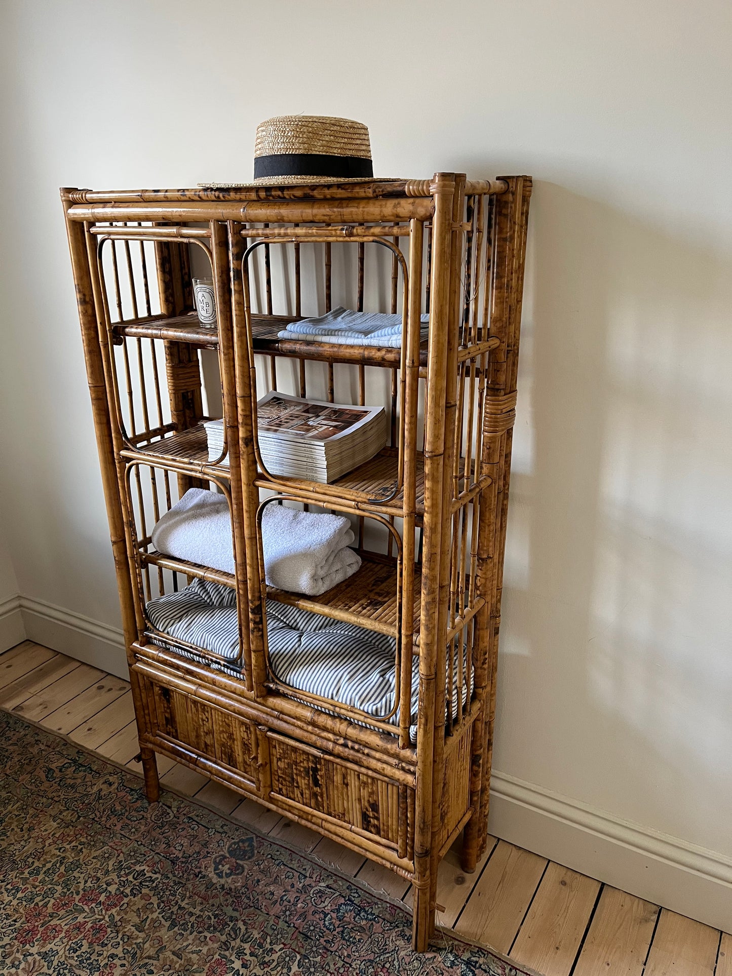 Antique folding Bamboo bookcase