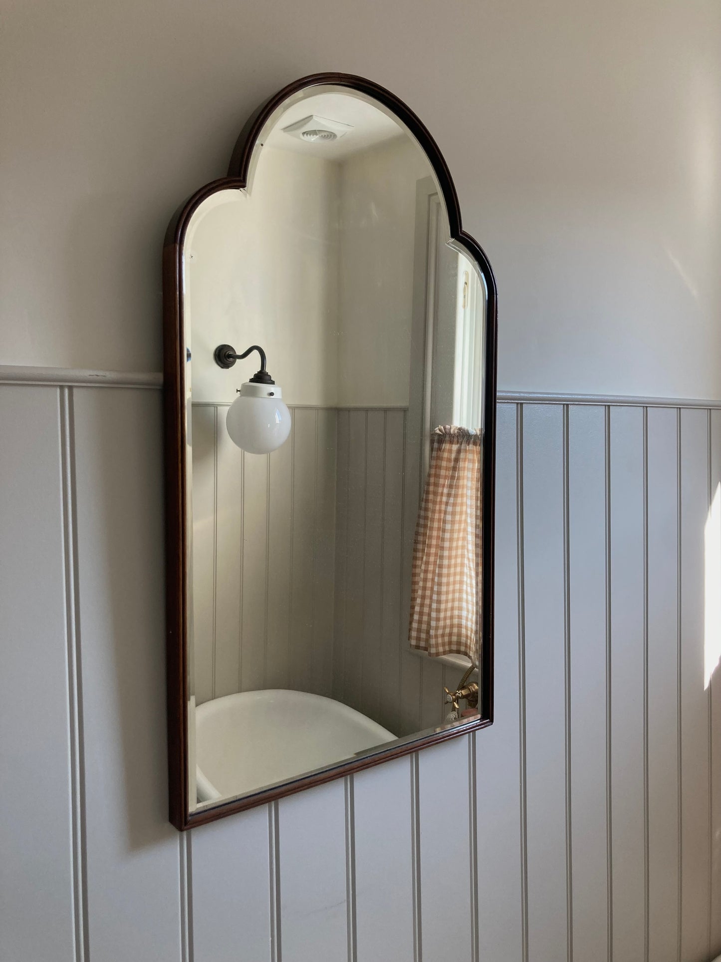 Victorian scalloped mahogany mirror