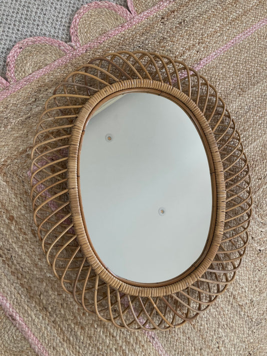 1960's Cane Mirror attributed to Franco Abini