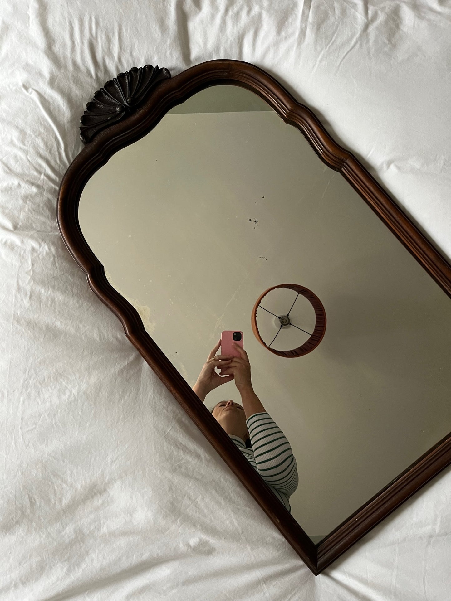 Mahogany mirror with shell detail